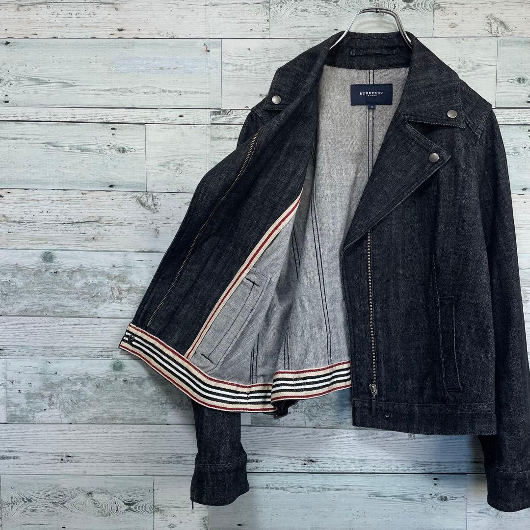 ☆大きいサイズ・3L☆バーバリーロンドン　デニムライダースジャケット　チェック柄