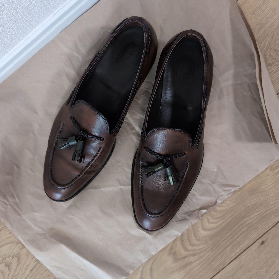ブラウンレザー タッセルローファー 三陽山長 鹿三郎 26cm