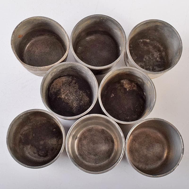 錫　 極上京錫六請合　坂口款　皿十客　義春銘　茶托五客　湯呑八客　YR7921B