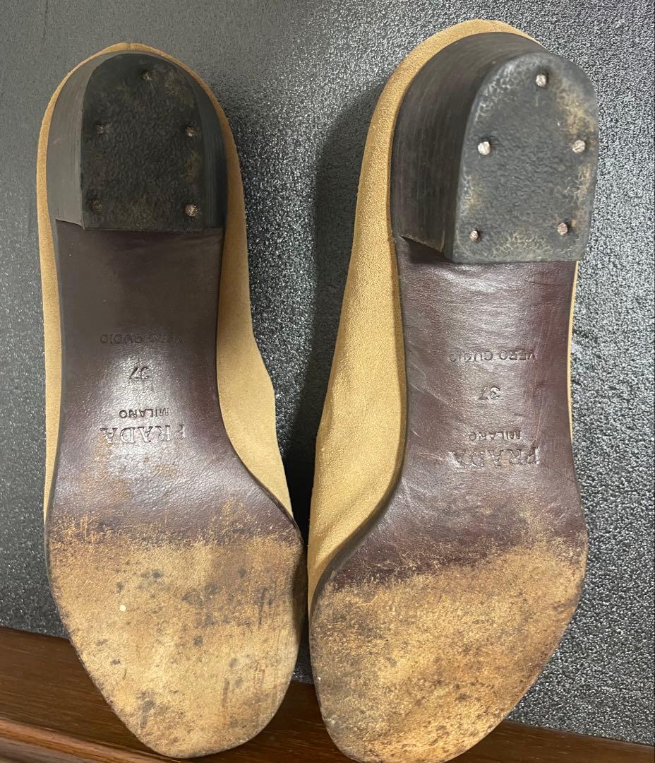 美品‼️PRADA パンプス ローヒール フラワーモチーフ スエード 靴 シューズ