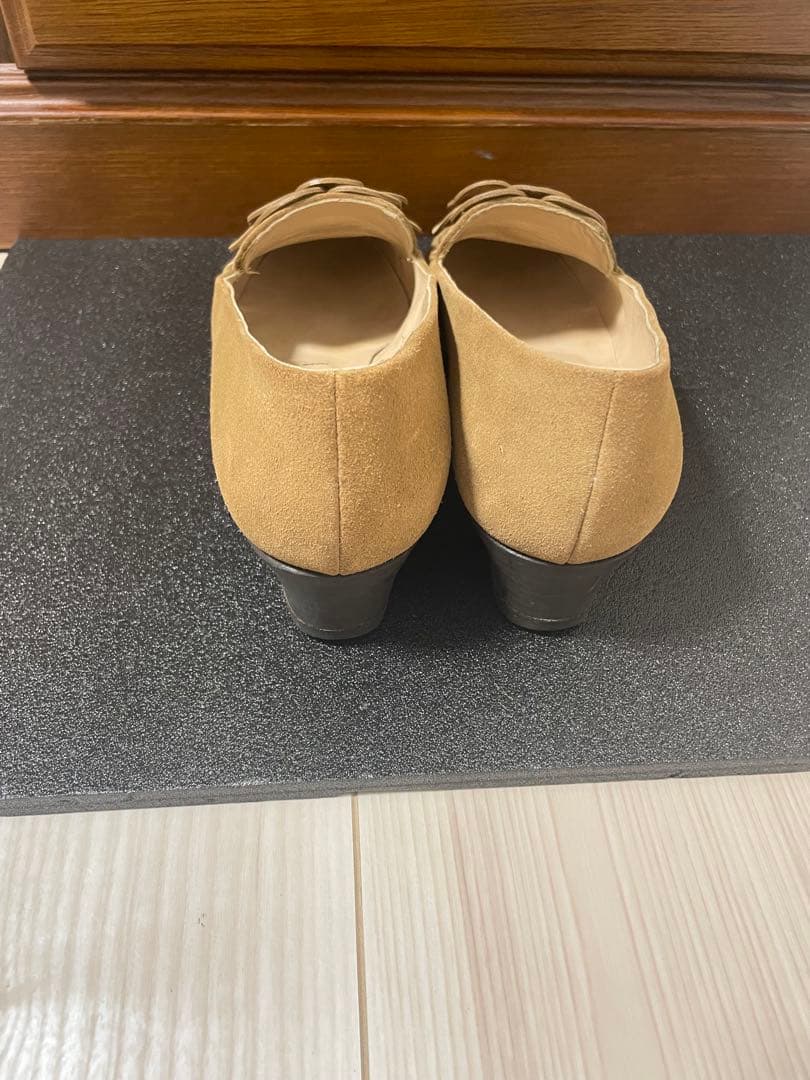 美品‼️PRADA パンプス ローヒール フラワーモチーフ スエード 靴 シューズ