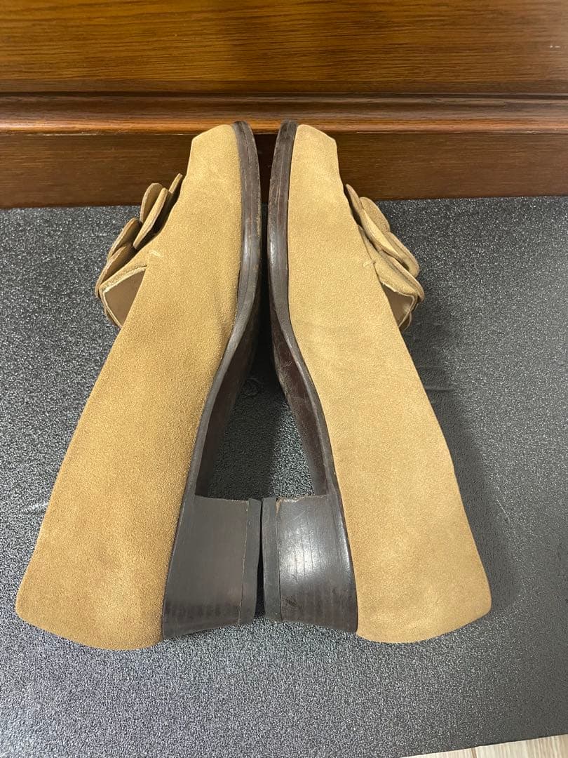 美品‼️PRADA パンプス ローヒール フラワーモチーフ スエード 靴 シューズ