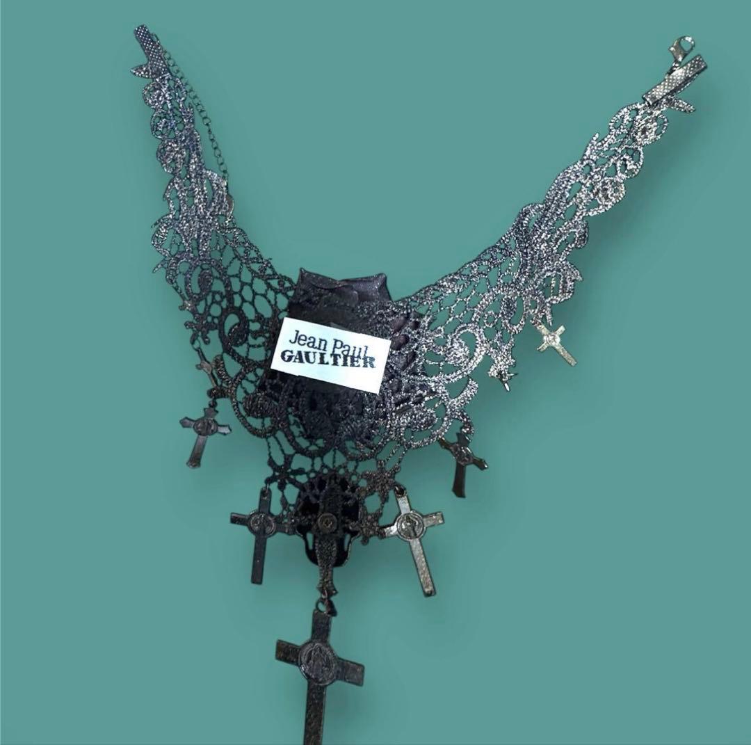 最終値下げ★ジャンポールゴルチエ★ローズクロスレースチョーカーネックレス