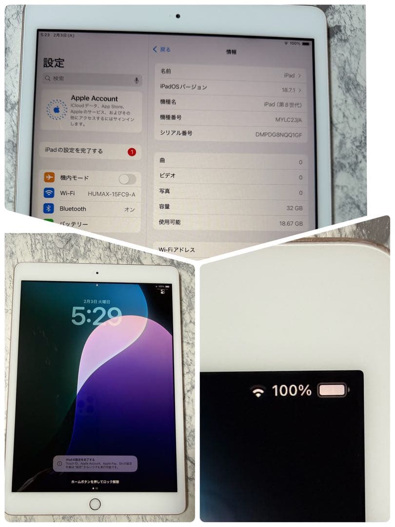 Apple iPad 第8世代 32GB 本体 ゴールド　おまけカバー付き