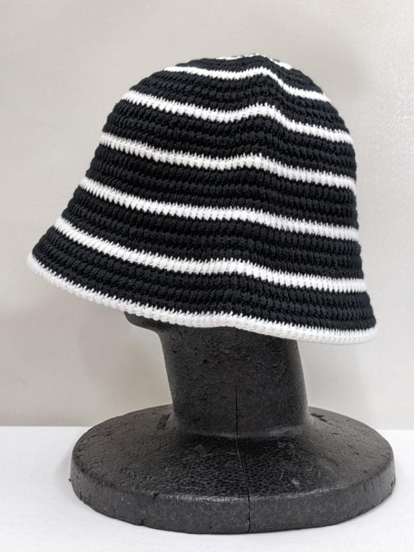 クーティー/ローゲージボーダーニットバケットハット/サイズ調整可内部アジャスター