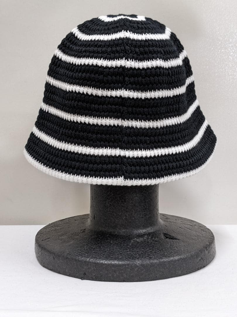 クーティー/ローゲージボーダーニットバケットハット/サイズ調整可内部アジャスター