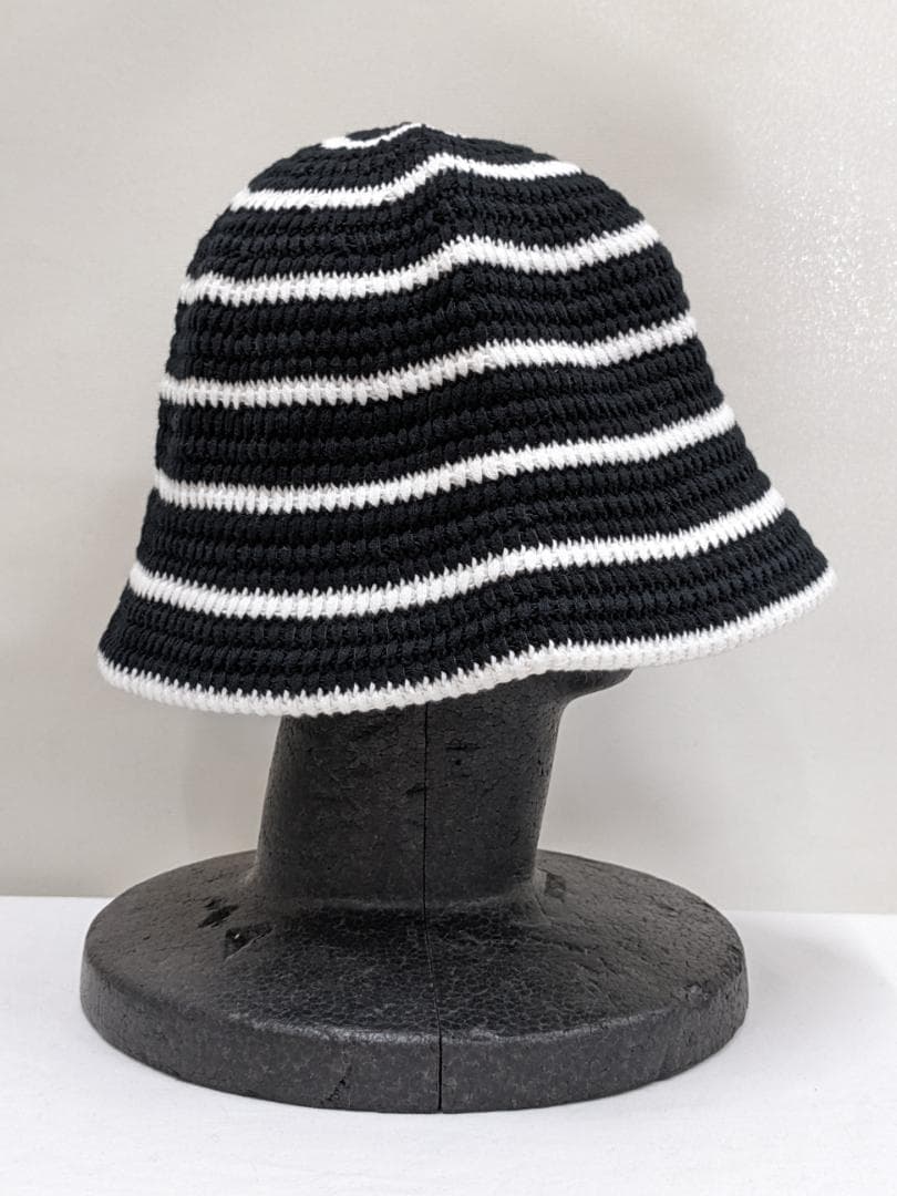 クーティー/ローゲージボーダーニットバケットハット/サイズ調整可内部アジャスター