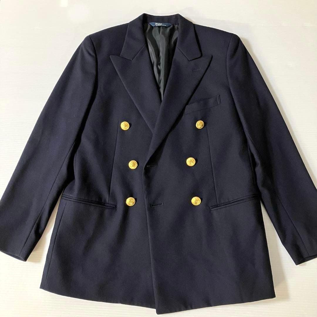 Ralph Lauren 紺ブレ　ダブルテーラードジャケット　金ボタン160