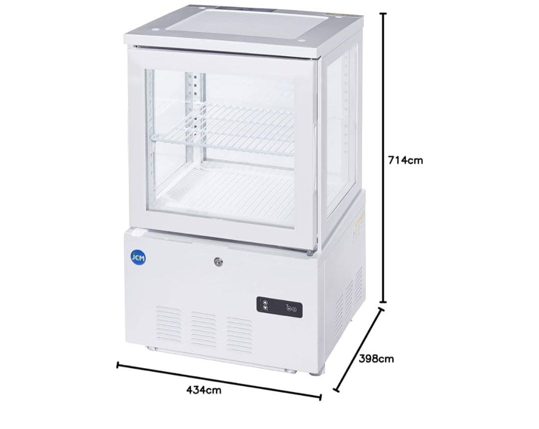 【美品】冷蔵ショーケース 卓上冷蔵庫 4面ガラスJCM