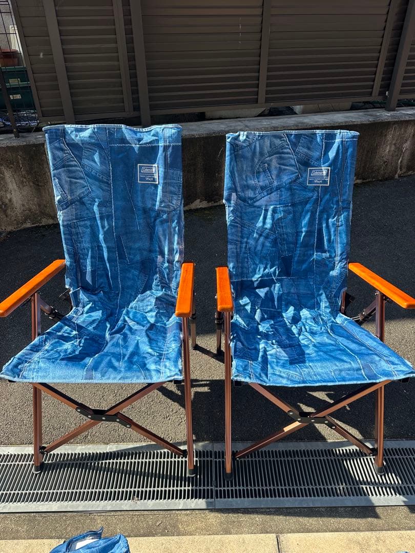 コールマンコラボmonroデニムブルー 折りたたみチェア 2脚セット