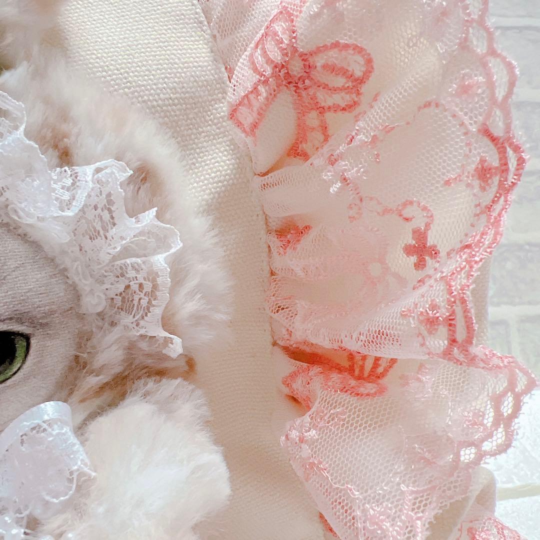 コヤンイサムチョン ハンドメイド フリルトートバッグ オッドアイちゃん レース