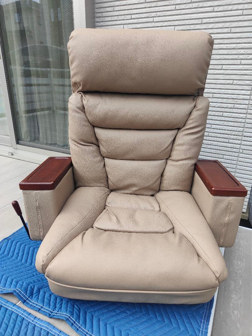 【引取限定】hiroplans 高級革仕様 レバー式回転座椅子アリオン①　良品☆