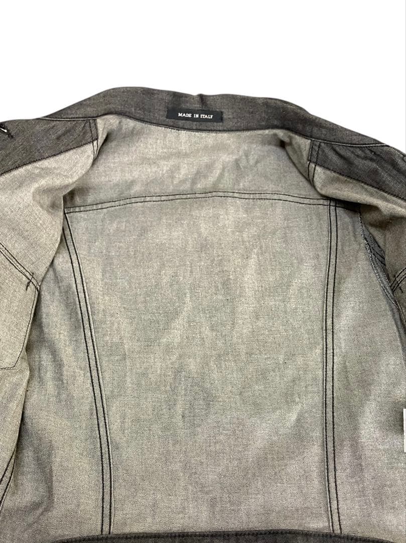 GUCCI グッチ　ストレッチデニムアシンメトリージャケット　38 刻印ボタン