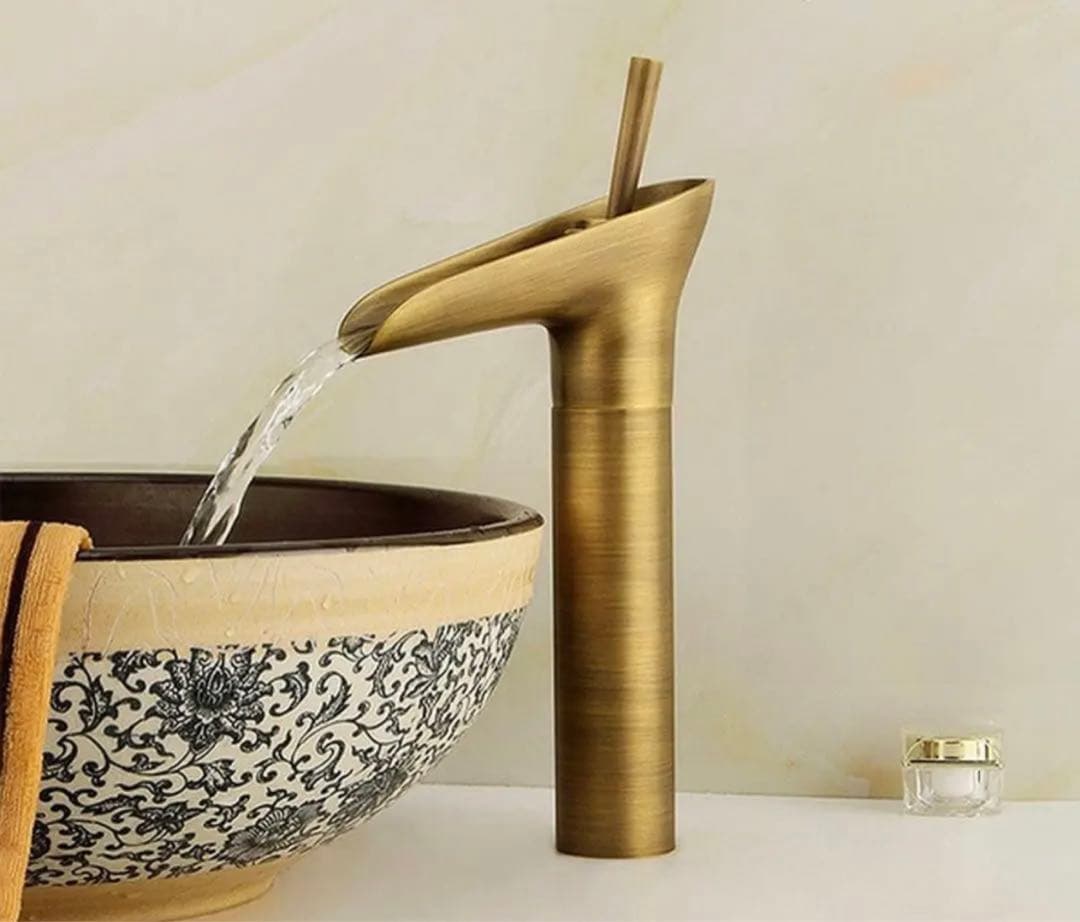 混合水栓 蛇口 シングルレバー レトロ 洗面台 ロング水栓 手洗い鉢 トール水栓