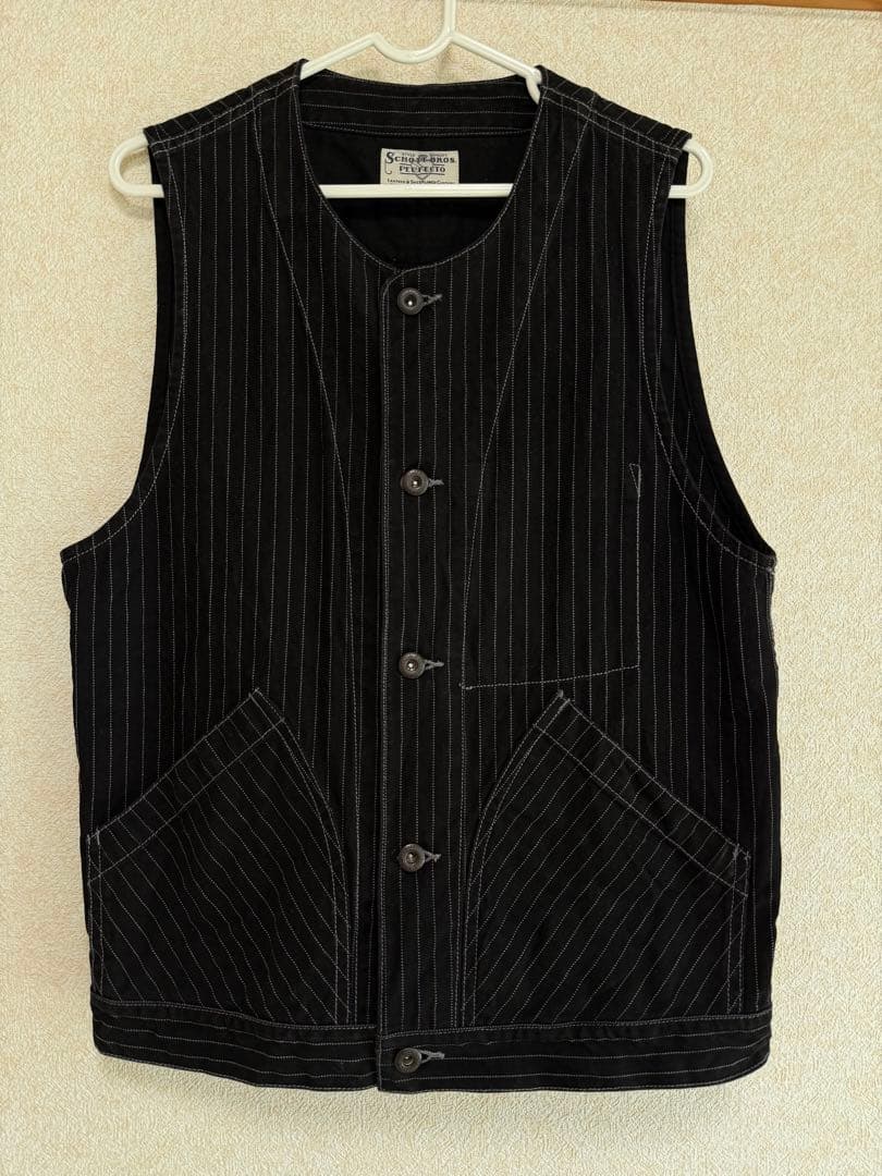 SCHOTT ショット ヒッコリーデニム ベスト ブラック M