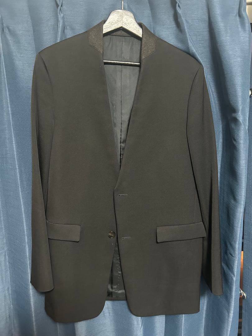 JIL SANDER ジルサンダー　ウール 2B ノーカラージャケット ブラック