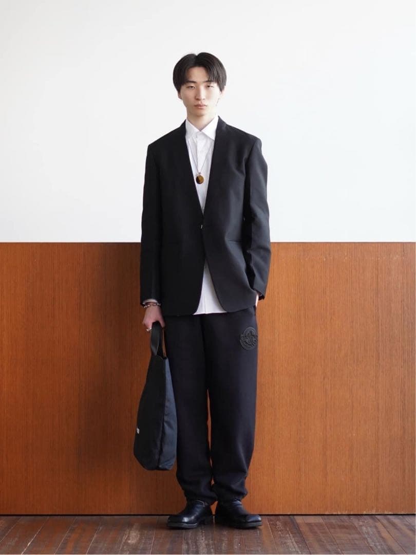 JIL SANDER ジルサンダー　ウール 2B ノーカラージャケット ブラック