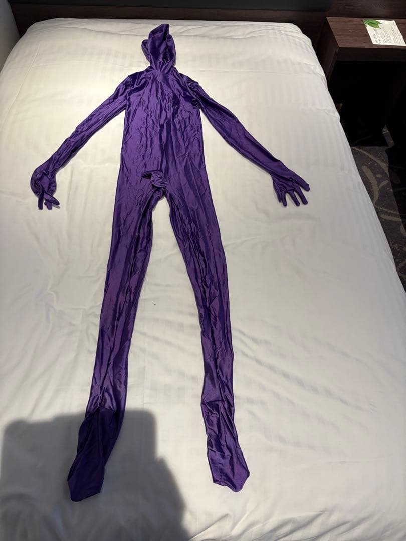 ツルスベ　ゼンタイ　全身タイツ　Pケース付き　パープル