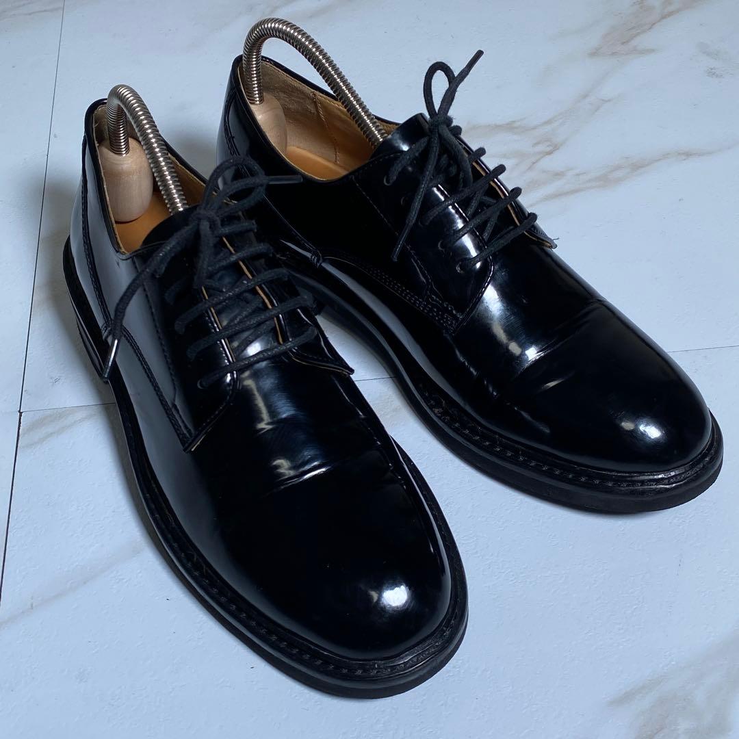 現行♡ボッテガヴェネタ 光沢レザー レースアップシューズ プレーントゥ 内羽根
