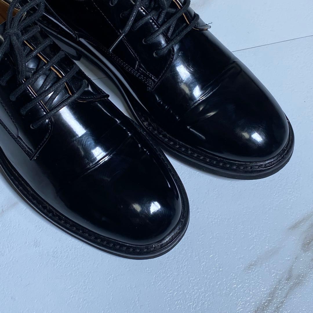 現行♡ボッテガヴェネタ 光沢レザー レースアップシューズ プレーントゥ 内羽根