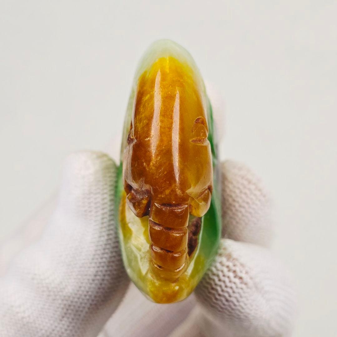 古美術 翡翠 手彫 清 吉象 太平有象 根付 玉佩 縁起物 美品