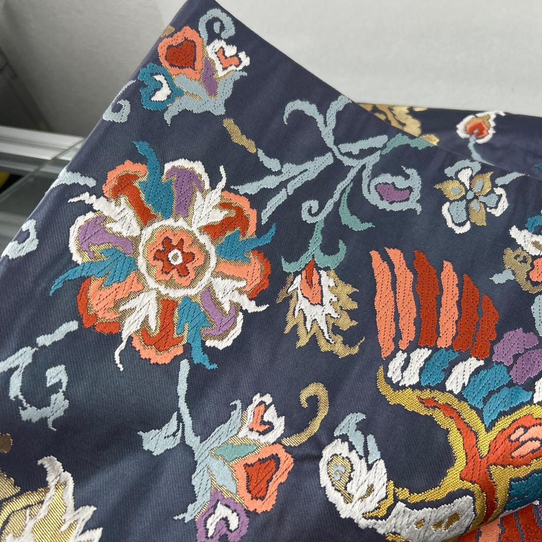 【ペルシャ　更紗文】高級絹製 袋帯 鳳凰と花柄0123