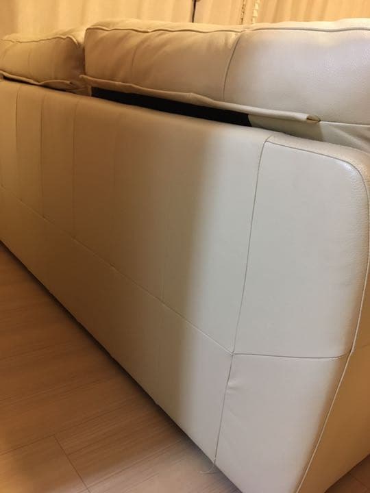 高級レザーソファ　アイボリー