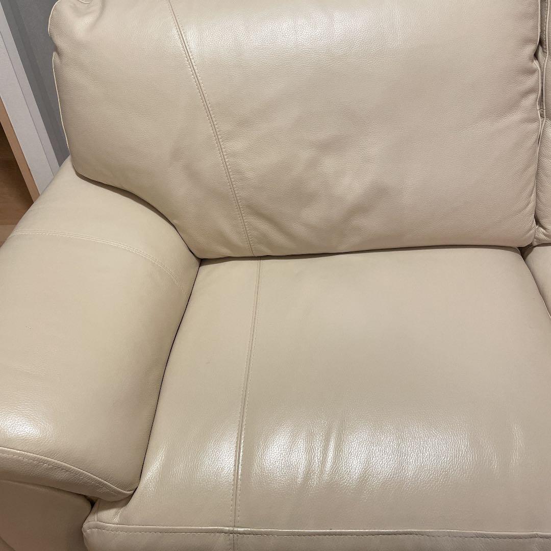 高級レザーソファ　アイボリー