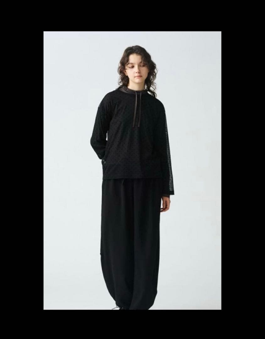 【mizuiro ind 】メッシュドットクルーネックプルオーバー　ブラック　F