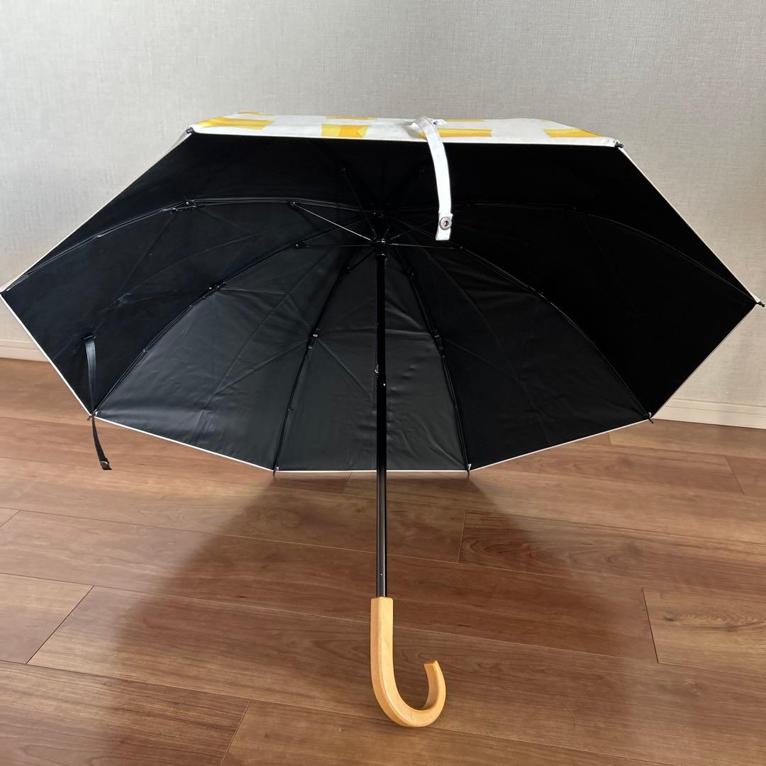 折りたたみ日傘　サンバリア100 キューブ柄　黄色白　２段階折りたたみ