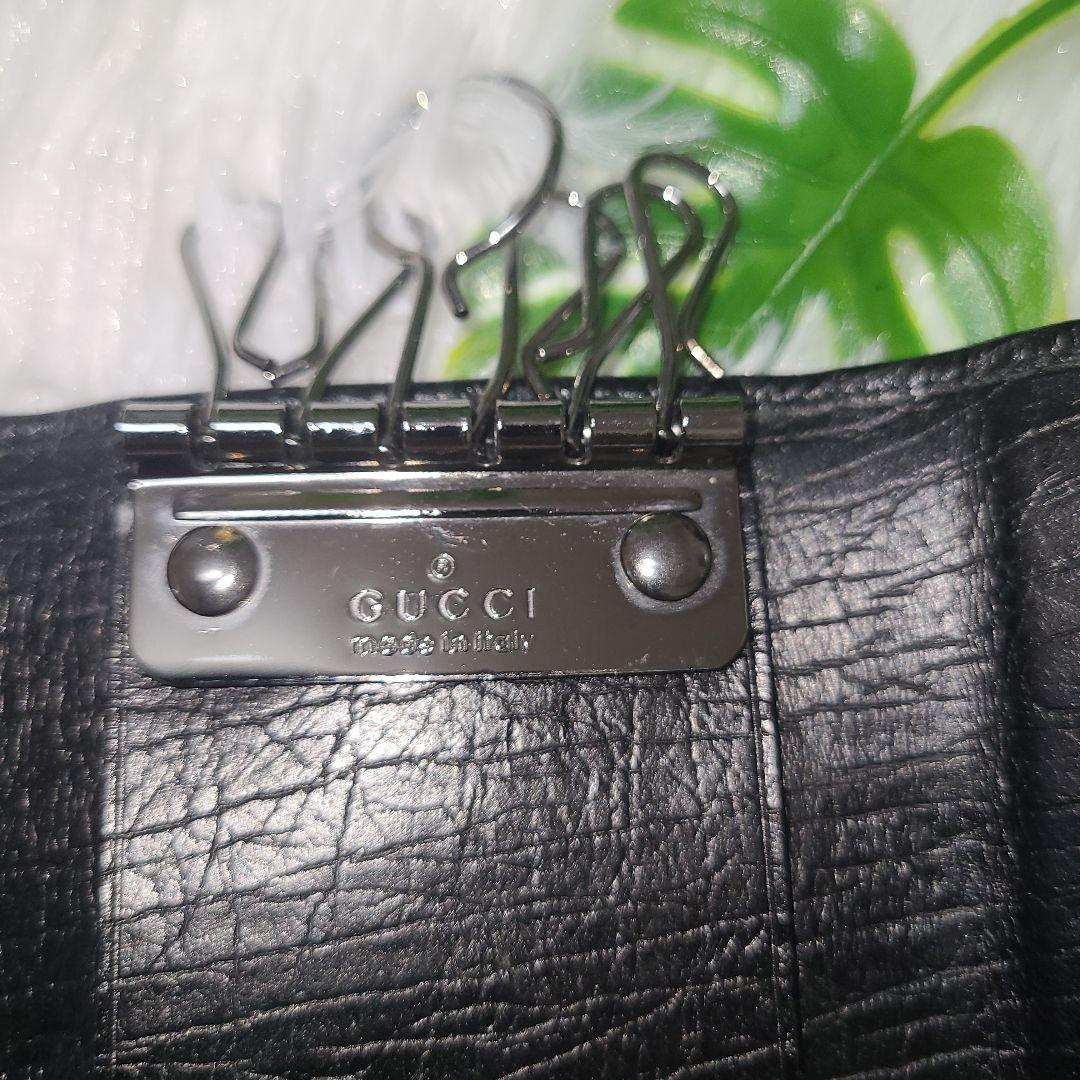極美品☆GUCCI グッチ ブラック レザー キーケース 6連 Gロゴ 箱付き