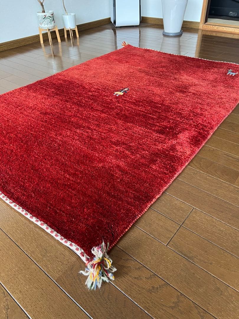 ギャッベ　ペルシャ産（104×153)　1点もの　カーペット　ウール100%