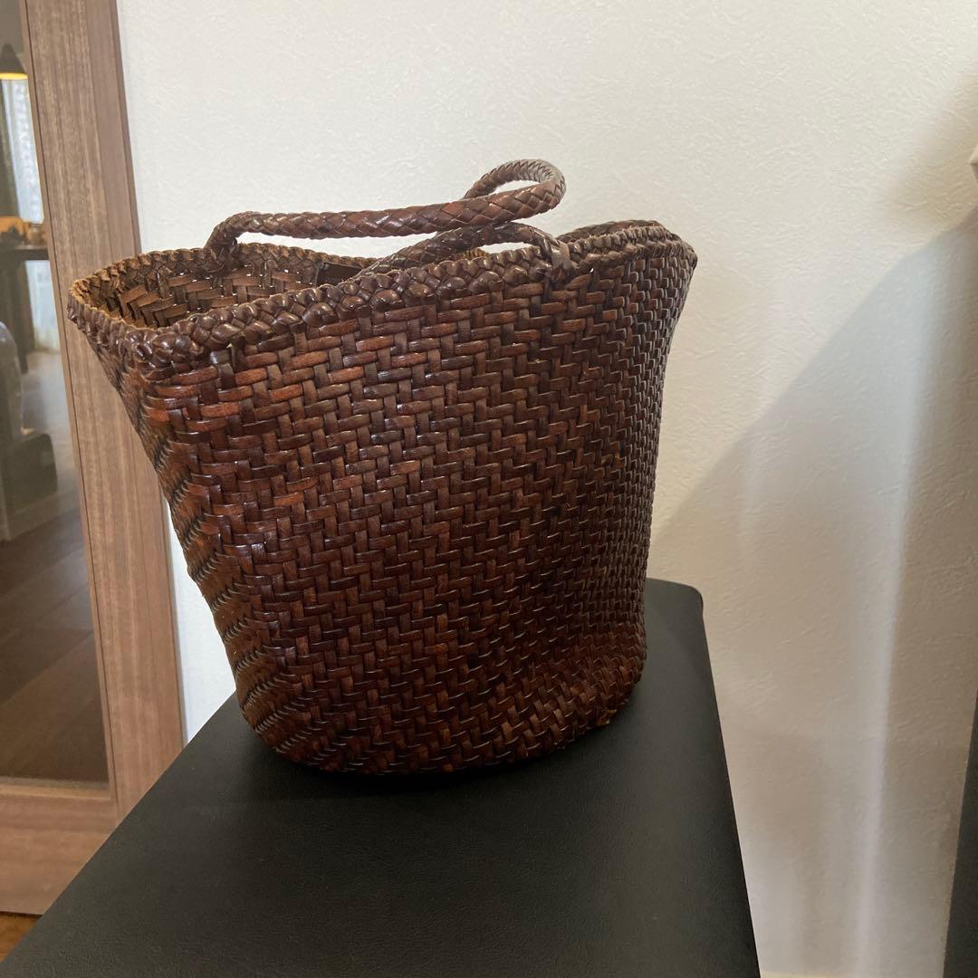 ダークブラウン 編み込み ハンドバッグ