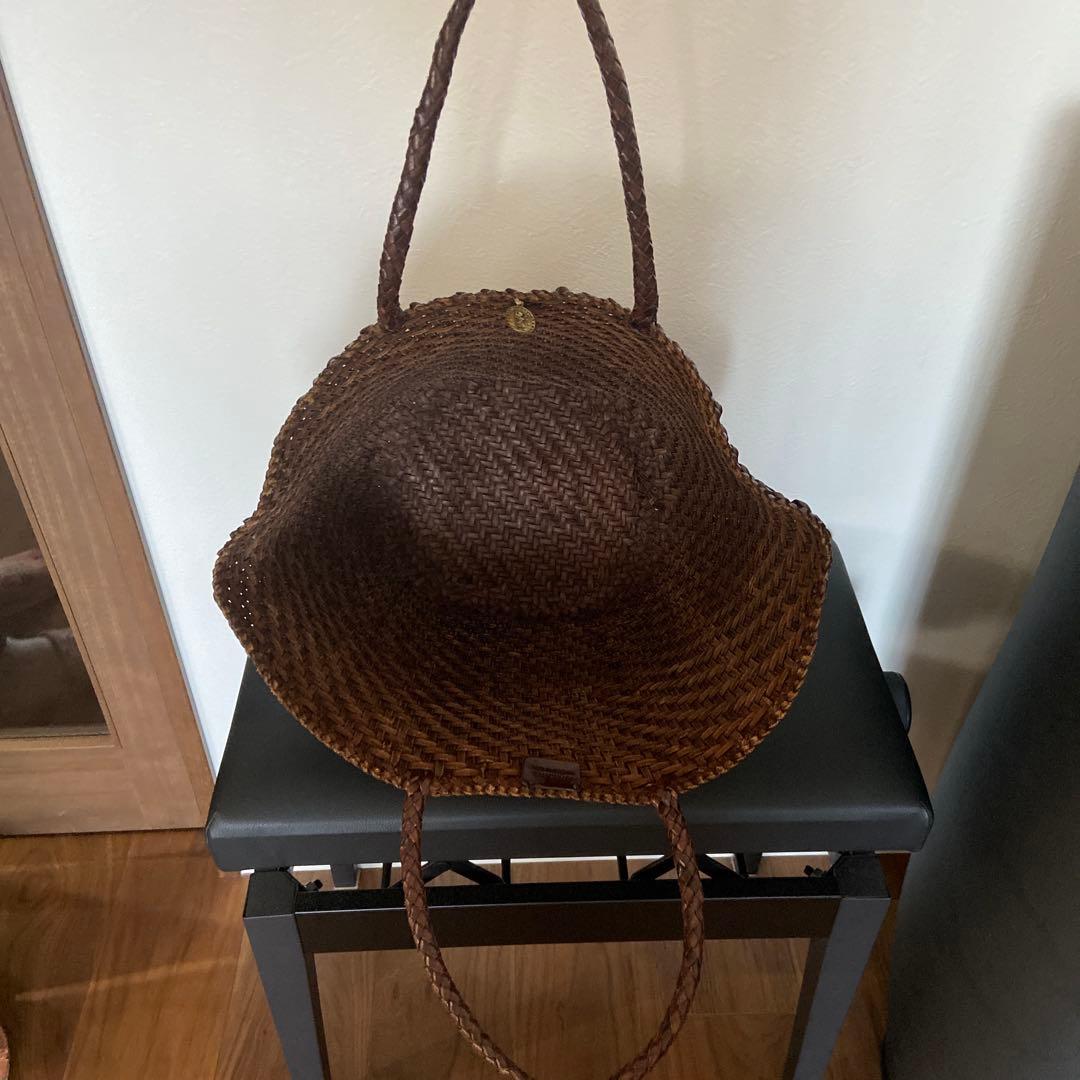 ダークブラウン 編み込み ハンドバッグ