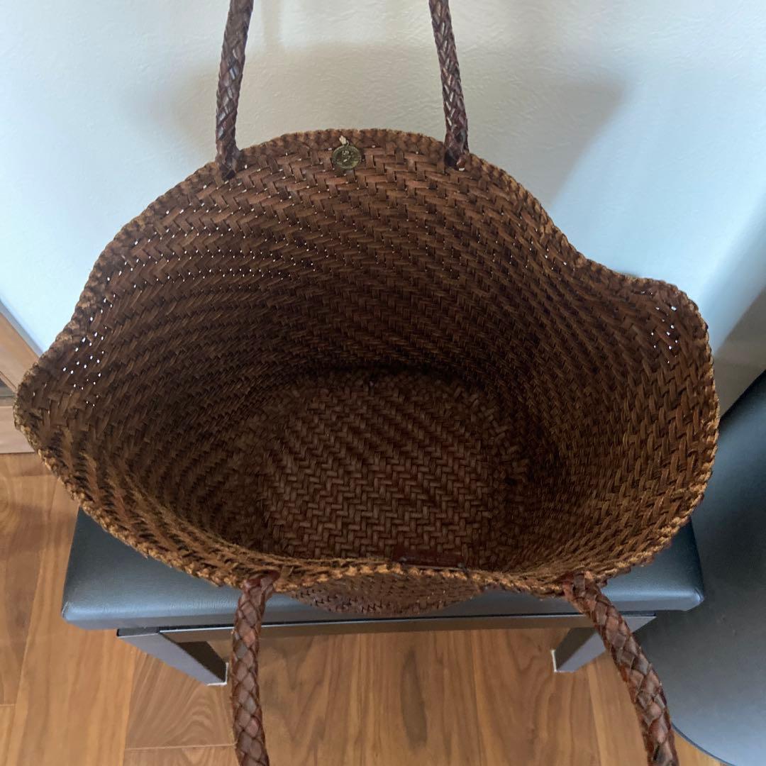 ダークブラウン 編み込み ハンドバッグ