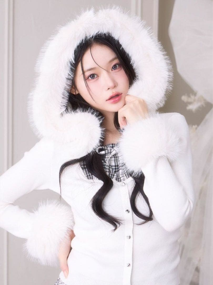 bubbles コケットフーディーニット ホワイト