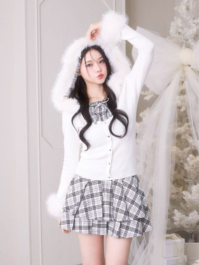 bubbles コケットフーディーニット ホワイト