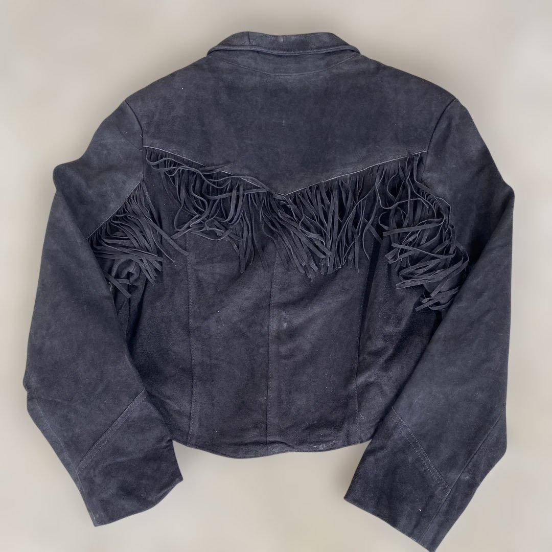 フリンジ レザージャケット 黒 スウェード ウエスタン メキシコ製 Schott