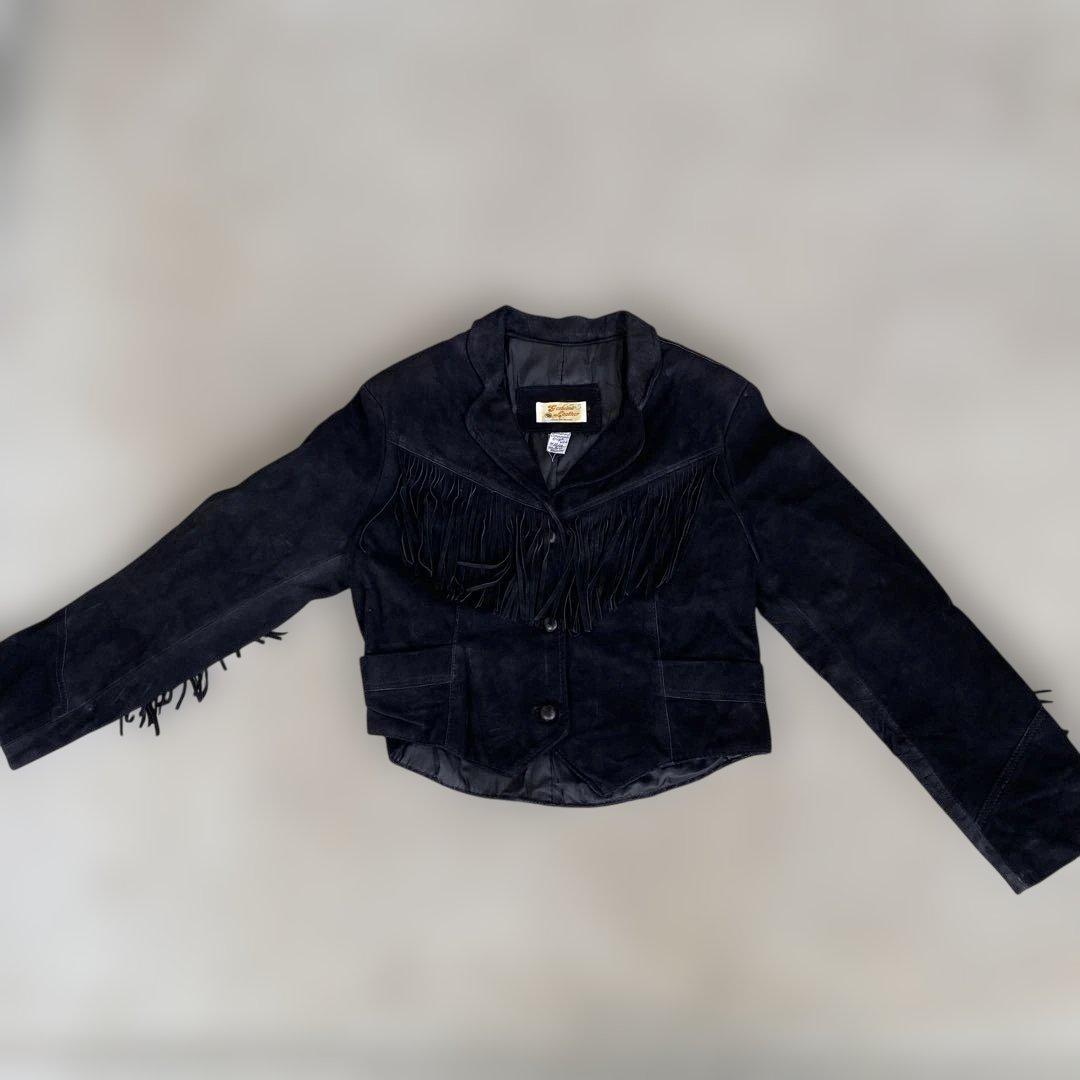 フリンジ レザージャケット 黒 スウェード ウエスタン メキシコ製 Schott
