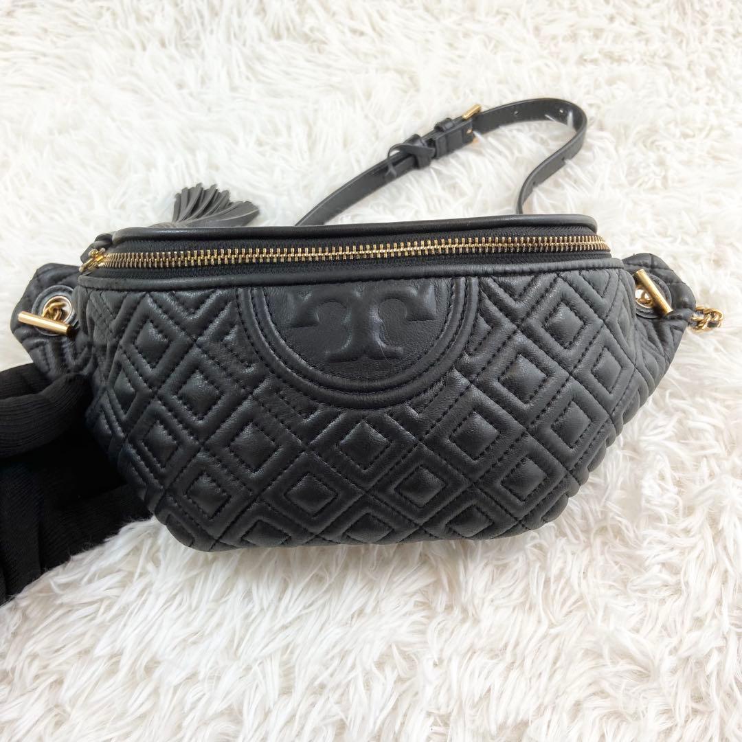 トリーバーチ ボディバッグ フレミング エンボス タッセル レザー ブラック