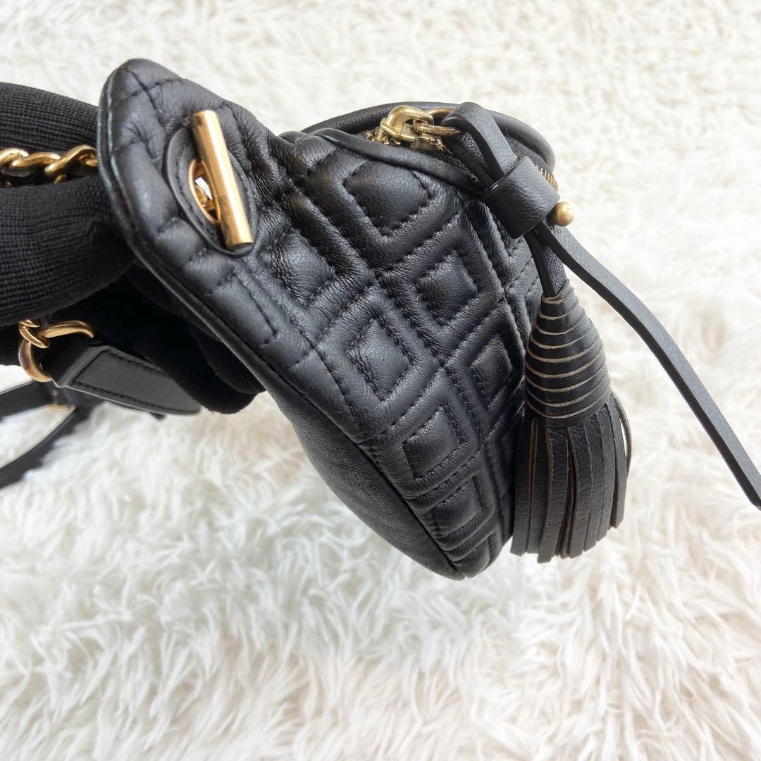 トリーバーチ ボディバッグ フレミング エンボス タッセル レザー ブラック