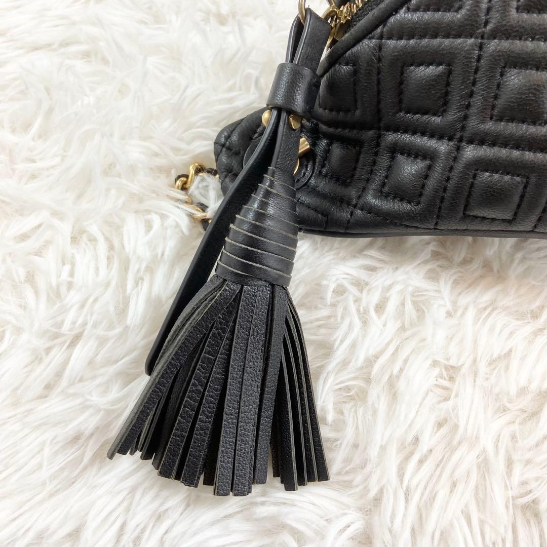 トリーバーチ ボディバッグ フレミング エンボス タッセル レザー ブラック