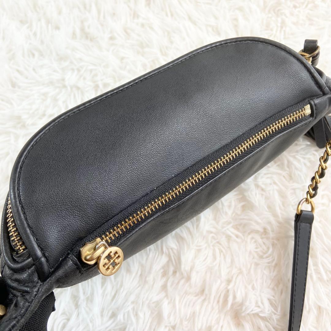 トリーバーチ ボディバッグ フレミング エンボス タッセル レザー ブラック