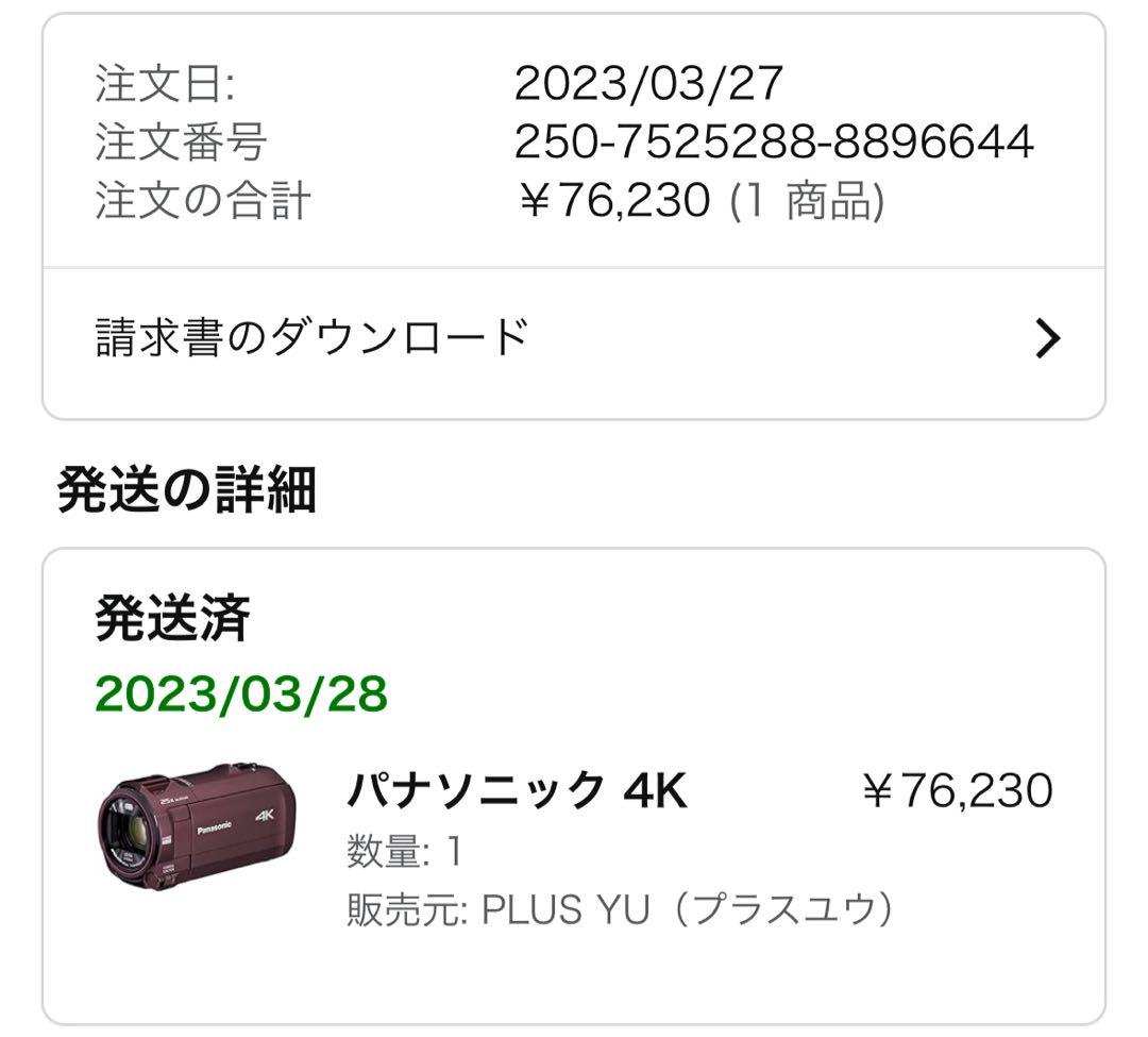 Panasonic 4Kビデオカメラ HC-VX992MS-T 64GB