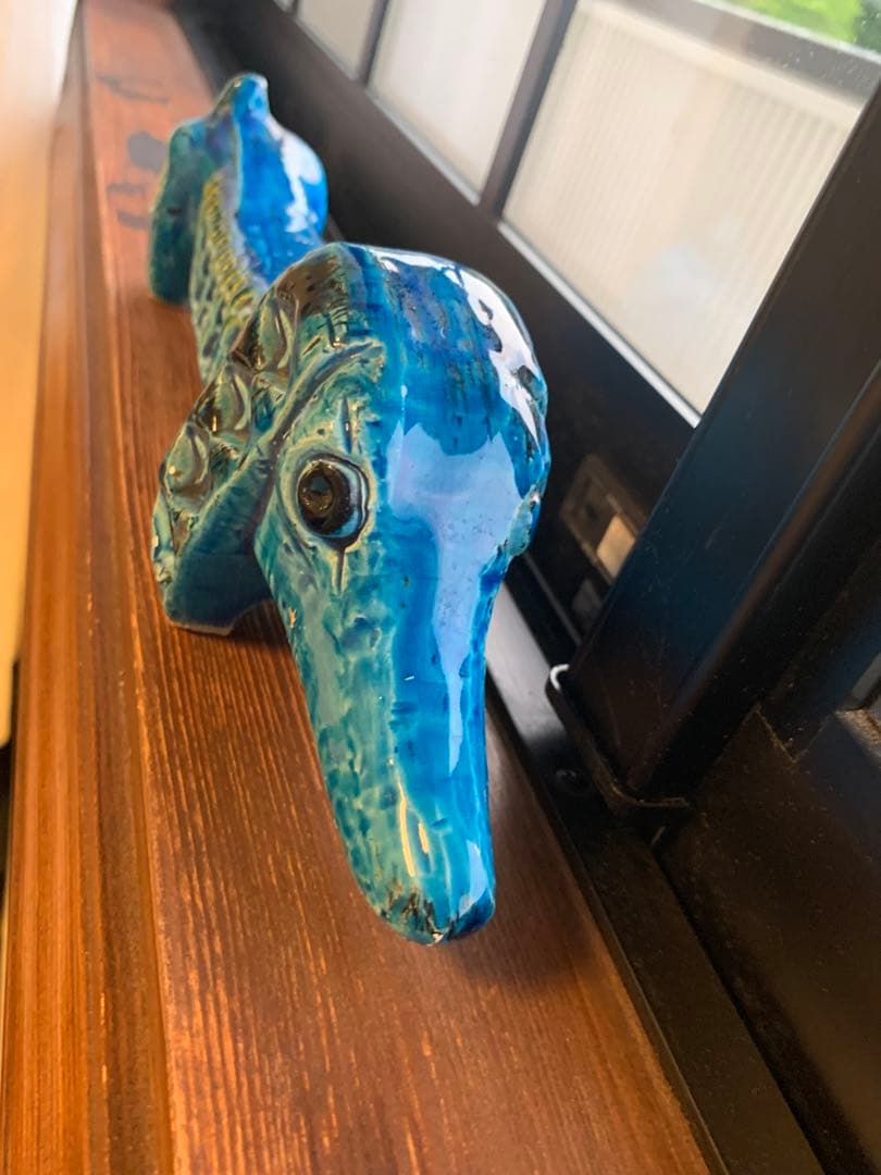 FLAVIA 陶器オブジェ 青 犬と花瓶のセット