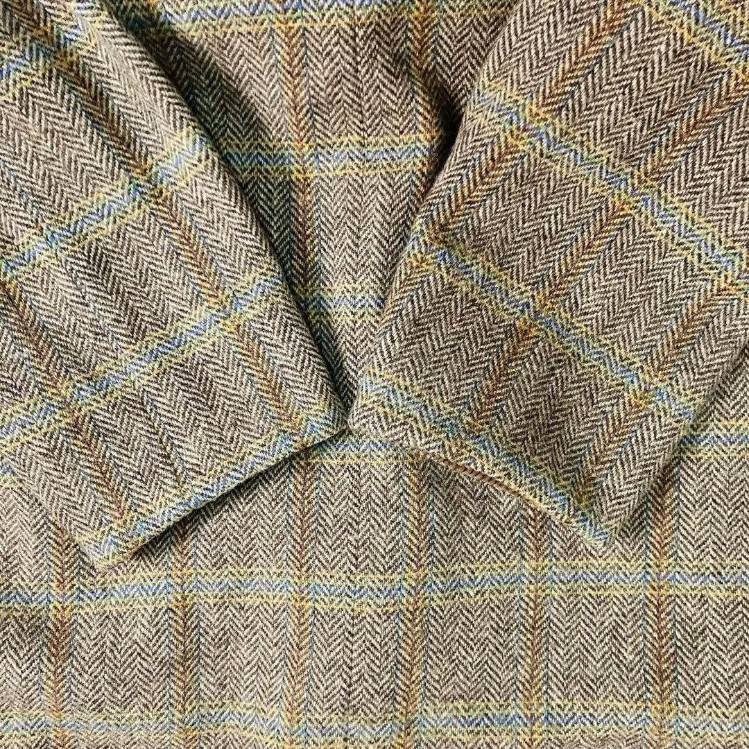 ハリスツイード パパス ツイードカバーオール ムートンボア襟 ヘリンボーンコート