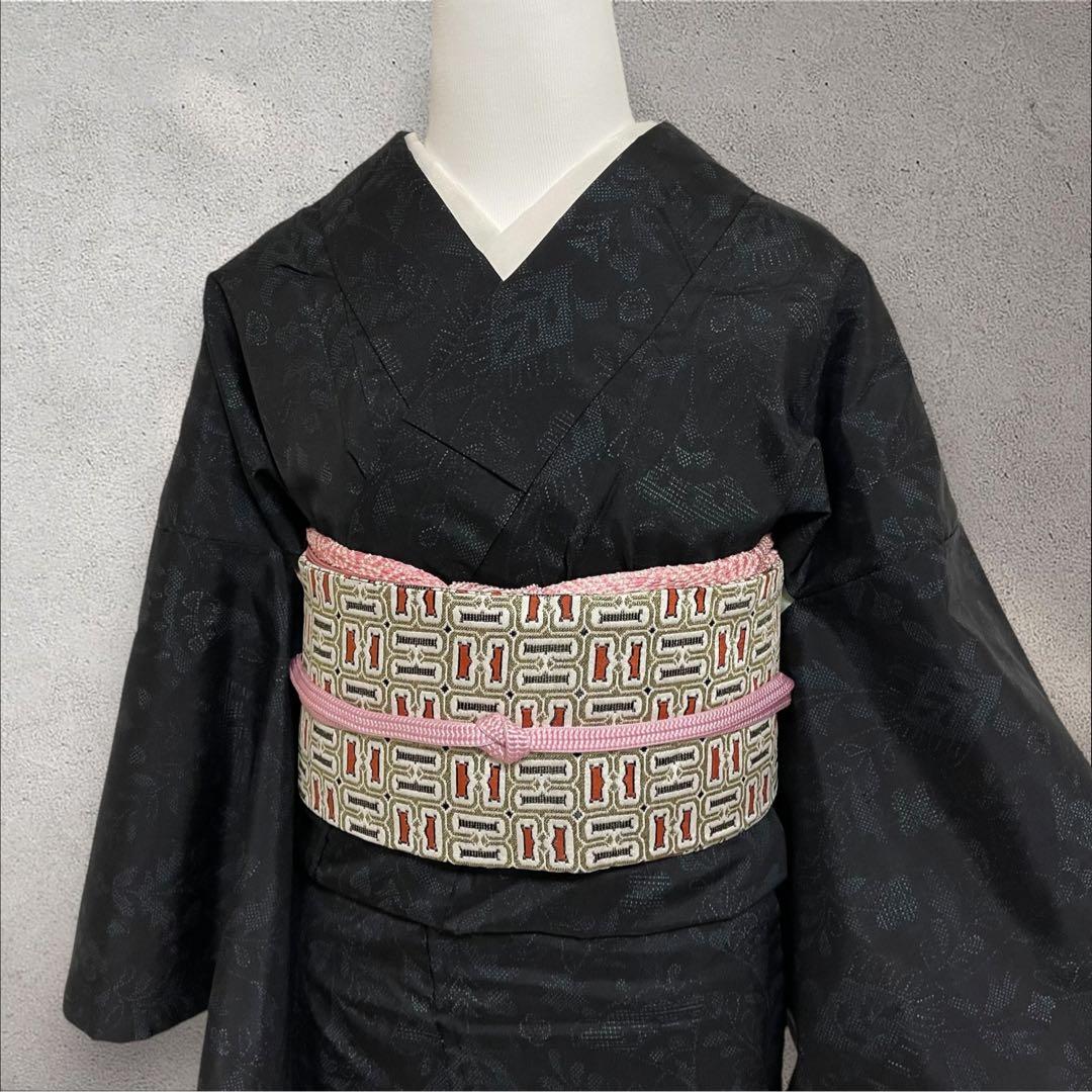 so271 洗える着物 大島紬風 小紋フルセット 身丈155裄丈64.5