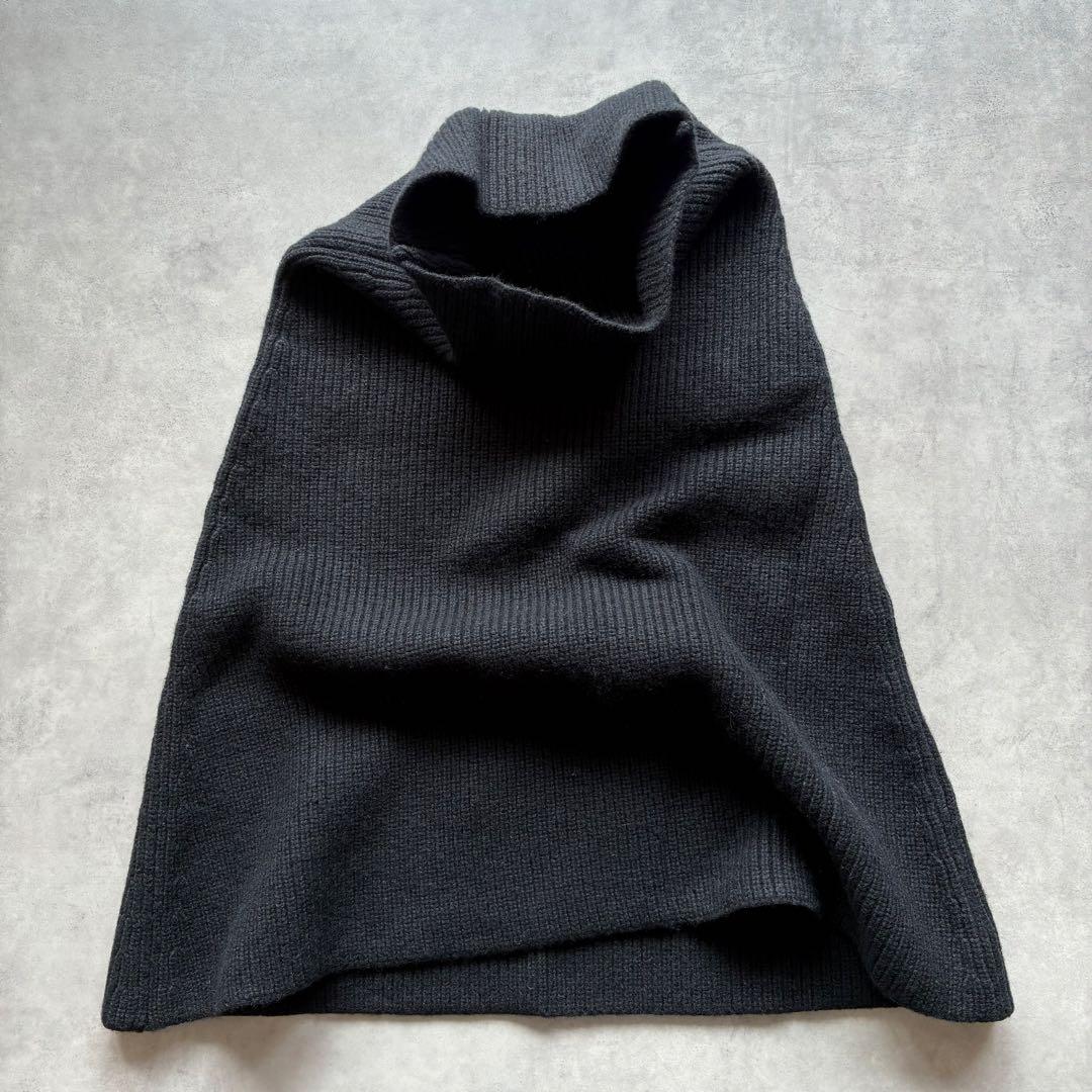 美品 APstudio カシミヤ混 ニットケープネック ウォーマー リブ編み 黒