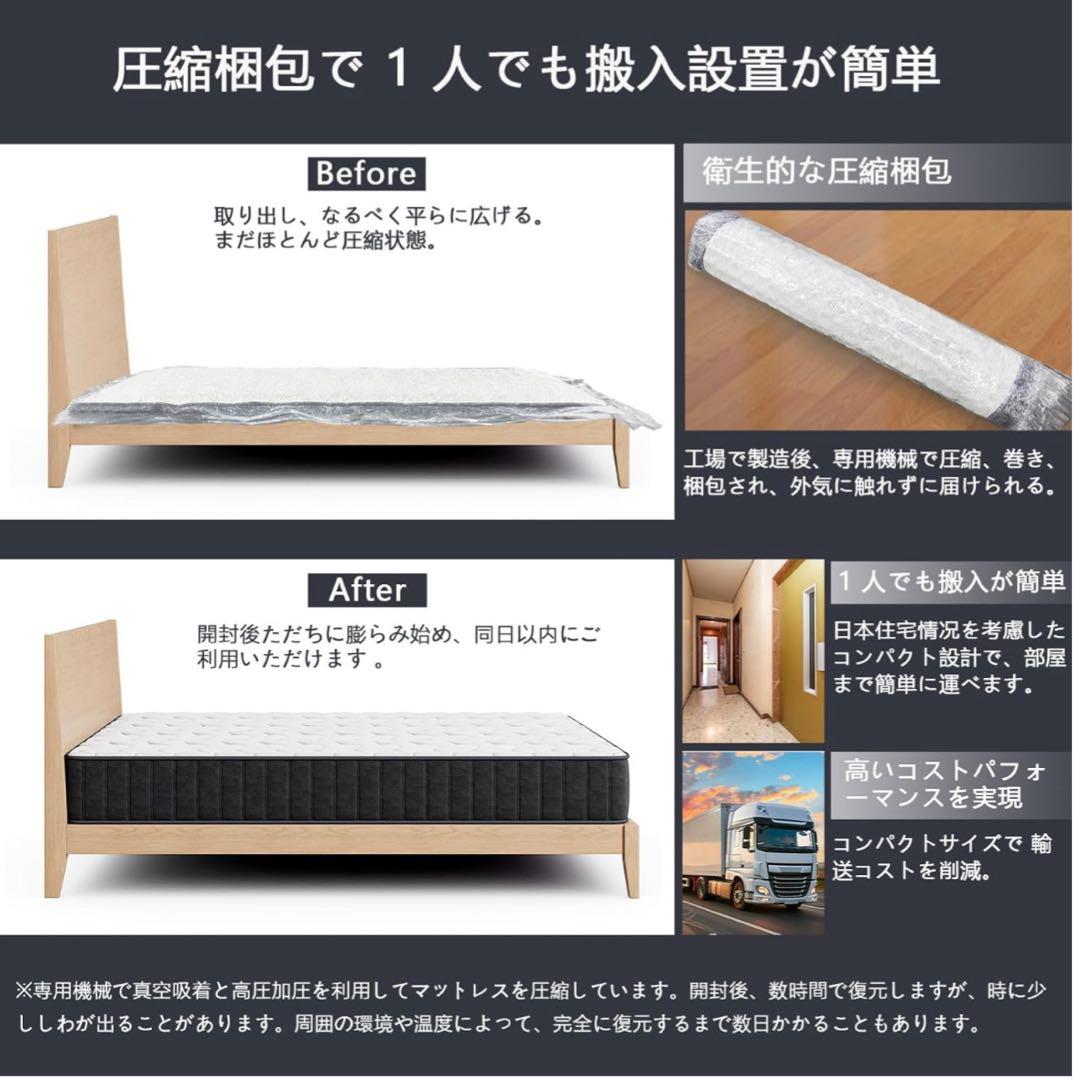 マットレス シングル 528 個高密度ポケットコイル 体圧分散　厚手 20cm