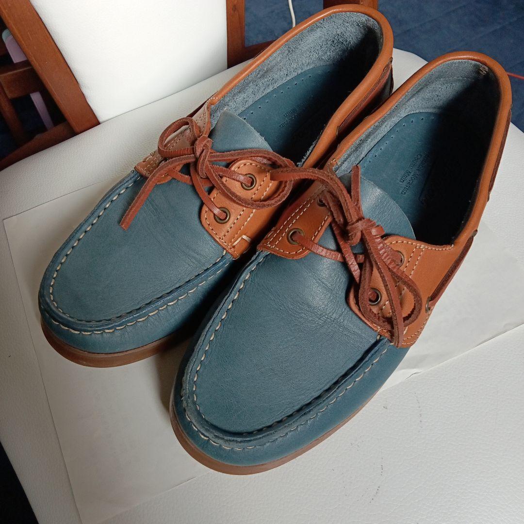 美品★着用2回パラブーツParabootバース モカシンデッキシューズ 青/茶